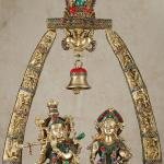 Radha Krishna Idols with Temple Arch Frame | 35" Brass Superfine | Meenakari Stonework | Krishna Leela Scenes | 40 kg Sacred Masterpiece | Divine Elegance